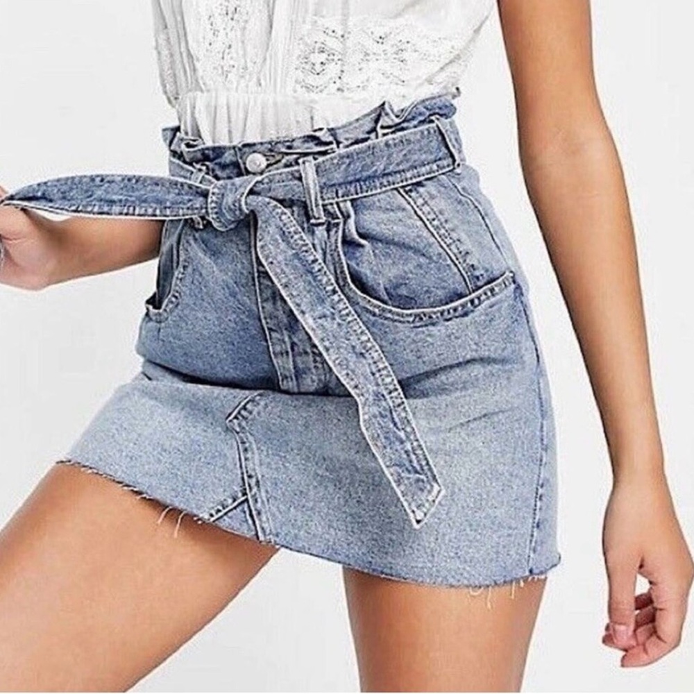 Free People We The Free East of Eden Mini Skirt Mid Indigo Size 25